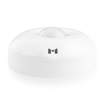 صورة مقربة لجهاز استشعار Motion and Light Sensor من MTronic مع شعار MRS رمادي على الشاشة