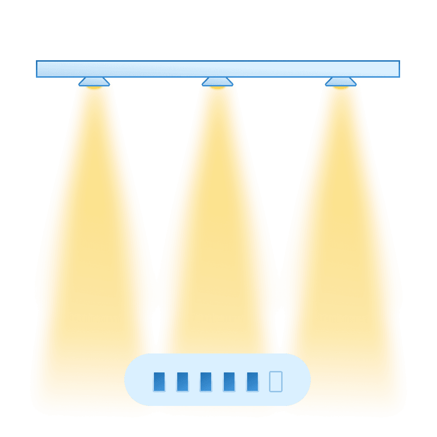Lights controlled by MTronic smart dimmer