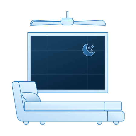 A room with fan controlled by MTronic Smart Dimmer