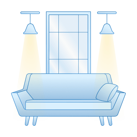 A room with lights controlled by MTronic Smart Dimmer