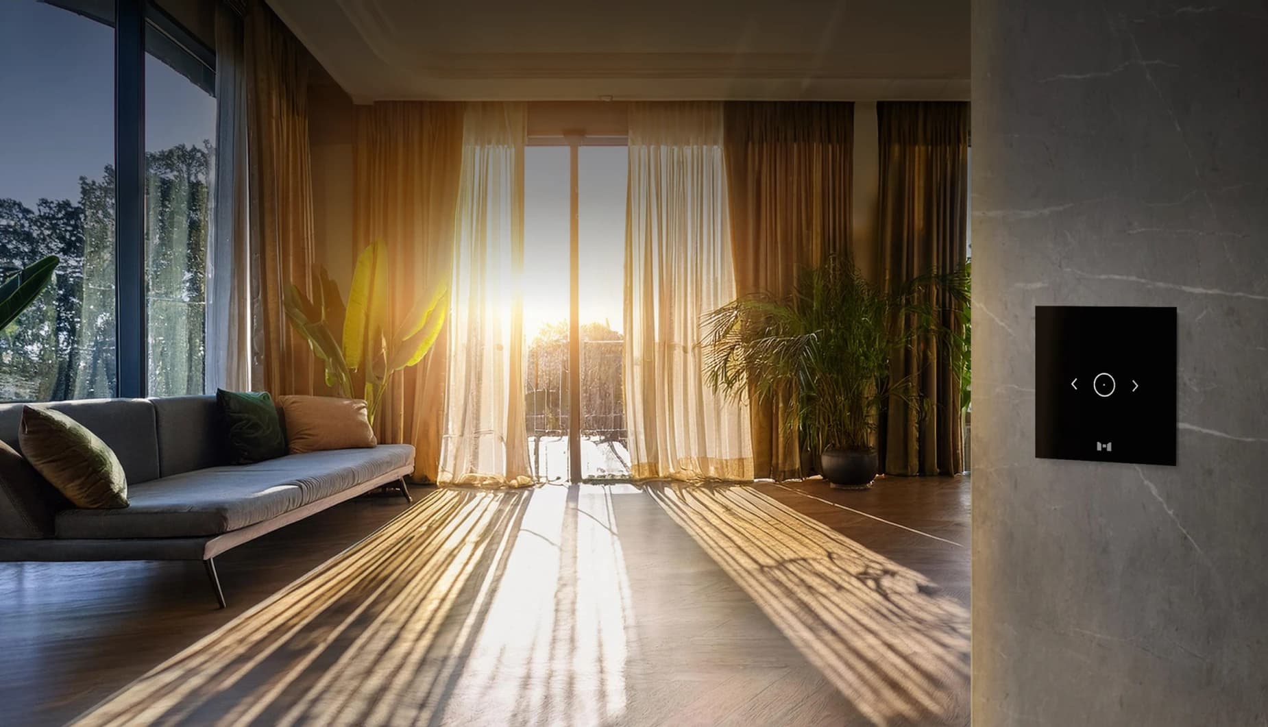 الستائر الذكية المتصلة مع عدة ستائر